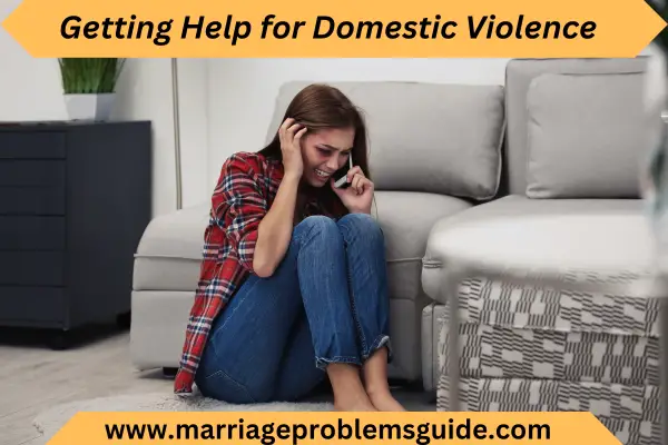 female victim of domestic violence's calling on phone