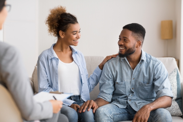 couple having good time in counselling 