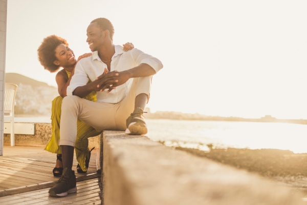 happy black couple outdoor